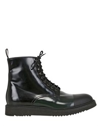 Brushed Leather Rubber Lace Up Boots