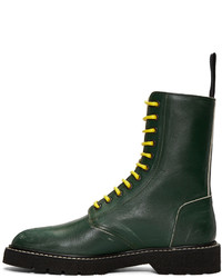 Maison Margiela Green Leather Distressed Boots