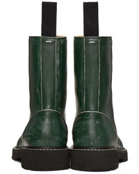 Maison Margiela Green Leather Distressed Boots