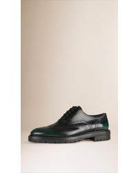 Burberry Leather Wingtip Brogues With Rubber Sole