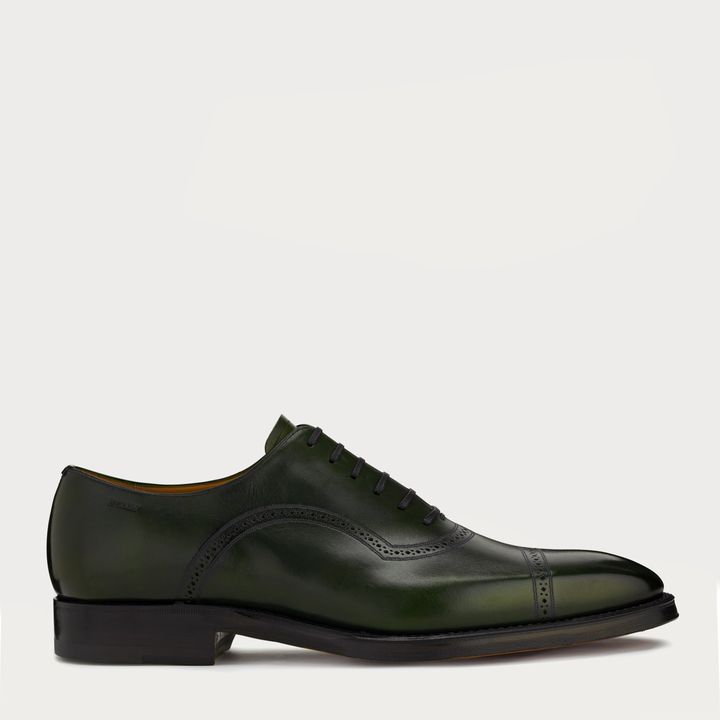 Bally Scanio Dark Green Leather Oxford Shoe, $950 | Bally | Lookastic