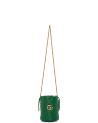 Gucci Green Mini Gg Marmont Bucket Bag