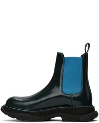 Alexander McQueen Green Blue Tread Slick Chelsea Boots