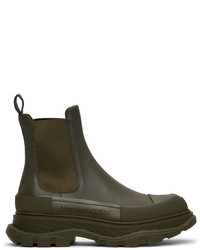 Alexander McQueen Khaki Tread Slick Chelsea Boots