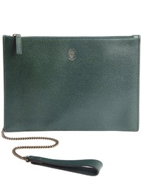 Gucci Green Leather Chain Strap Large Clutch