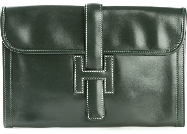 Hermès Jige Leather Clutch Bag