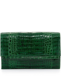 Nancy Gonzalez Large Crocodile Bar Clutch Bag Green