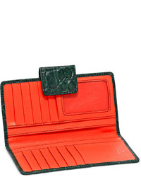 Fossil Sydney Leather Croc Embossed Tab Clutch Wallet