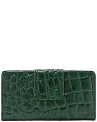 Fossil Sydney Leather Croc Embossed Tab Clutch Wallet