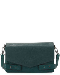 Neiman Marcus Cargo Pebbled Faux Leather Crossbody Bag Green