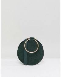 Miss Selfridge Circle Across Body Bag With Metal Grab Handle In Green