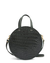 Clare V. Clare V Petit Alistair Croc Embossed Leather Circular Crossbody Bag