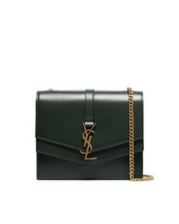 Saint Laurent Green Montaigne Monogram Leather Shoulder Bag