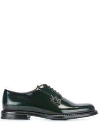 Dark Green Leather Derby Shoes