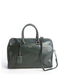 Dark Green Leather Duffle Bag
