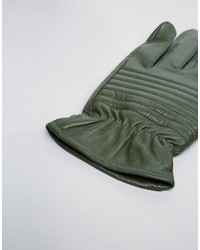 Barneys Originals Barneys Leather Biker Gloves In Khaki