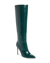Dark Green Leather Knee High Boots for 