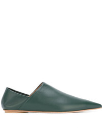 Dark Green Leather Loafers