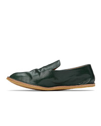 Dries Van Noten Green Crinkled Leather Loafers