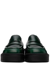Marni Green Leather Penny Loafers