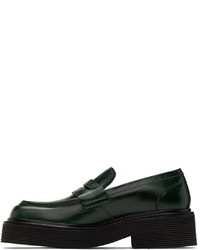 Marni Green Leather Penny Loafers