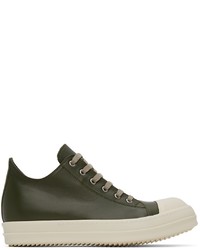 Rick Owens Green Ed Leather Low Sneakers