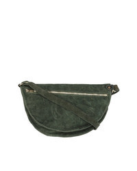 Dark Green Leather Messenger Bag