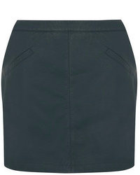 Dark Green Leather Mini Skirt