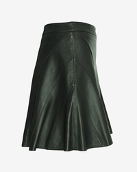 Derek Lam 10 Crosby Leather Flare Skirt Hunter Green