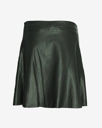 Derek Lam 10 Crosby Leather Flare Skirt Hunter Green