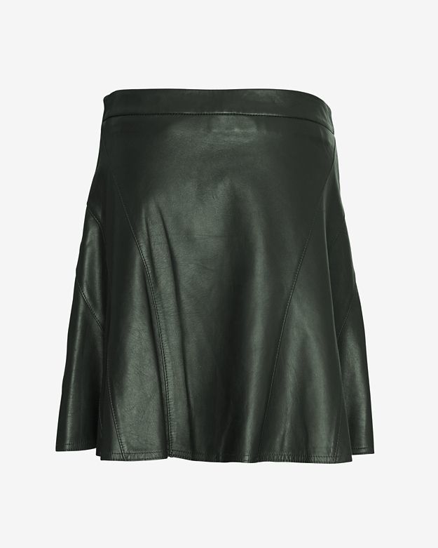 Green leather outlet flare skirt