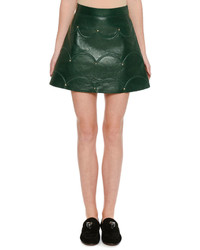 Valentino Scalloped Rockstud Leather A Line Miniskirt