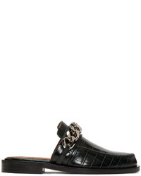 Givenchy Green Croc Embossed Mule Loafers