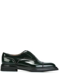 Dark Green Leather Oxford Shoes