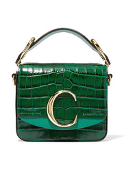 Chloé C Mini Croc Effect Leather Shoulder Bag