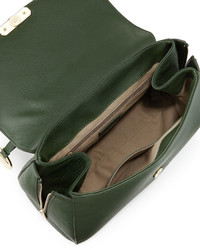 Versace Flap Top Leather Satchel Bag Dark Green