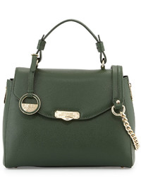 Versace Flap Top Leather Satchel Bag Dark Green