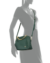 Halston Heritage Small Leather Satchel Bag Forest Green