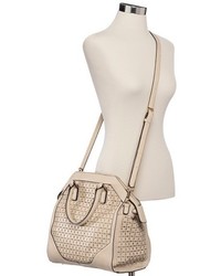 Moda Luxe Perforated Satchel Handbag With Removable Crossbody Strap