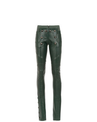 Bottle Green Faux Leather Pleat Wide Leg Trousers | PrettyLittleThing