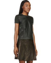 Calvin Klein Collection Deep Green Leather Cashmere Michelle T Shirt