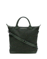 Dark Green Leather Tote Bag