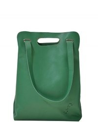 Carnet de Mode Deux Filles En Fil Leather Tote Bag Green Kaba