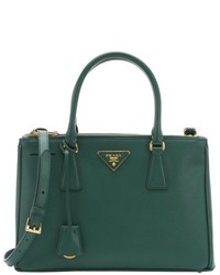 Prada Green Saffiano Leather Small Convertible Tote Bag