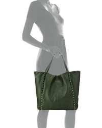 Neiman Marcus Made In Italy Stud Strap Leather Tote Bag Hunter Green