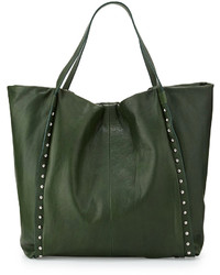 Neiman Marcus Made In Italy Stud Strap Leather Tote Bag Hunter Green