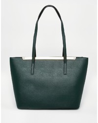 Aldo Mini Tote With Metal Bar Detail In Forest Green