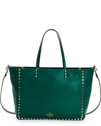 Valentino Rockstud Medium Reversible Tote Bag Greenblack
