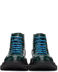 Alexander McQueen Blue Tread Lace Up Boots