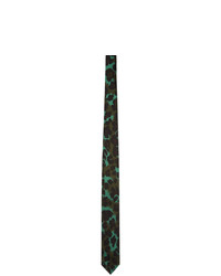Dark Green Leopard Silk Tie